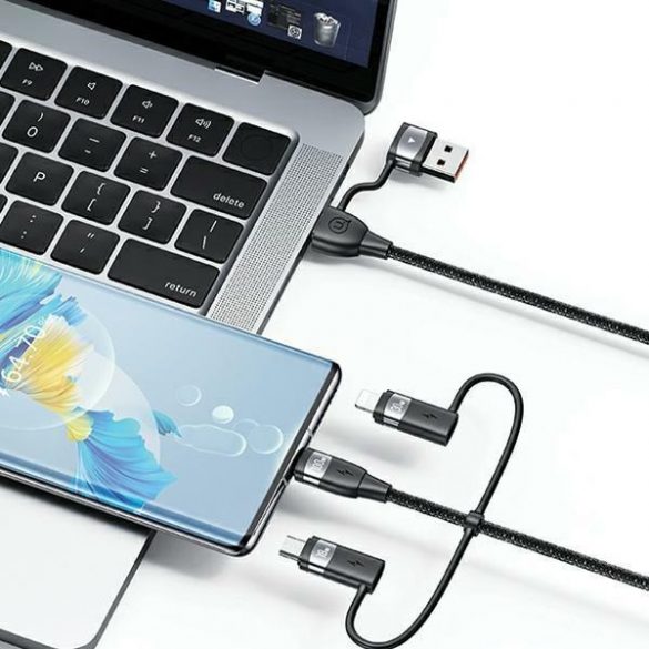 USAMS Kabel U85 2xUSB-C/USB/Micro-USB/ Lightning 6w1 1,2m 100W PD Fast Charge czarny/negru SJ645USB01 (US-SJ645)