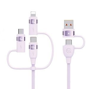 USAMS Kabel U85 2xUSB-C/USB/Micro-USB/ Lightning 6w1 1,2m 100W PD Încărcare rapidă fioletowy/violet SJ645USB02 (US-SJ645)