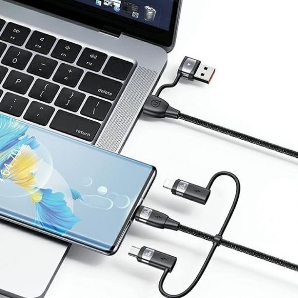 USAMS Kabel U85 2xUSB-C/USB/Micro-USB/ Lightning 6w1 1,2m 100W PD Încărcare rapidă fioletowy/violet SJ645USB02 (US-SJ645)