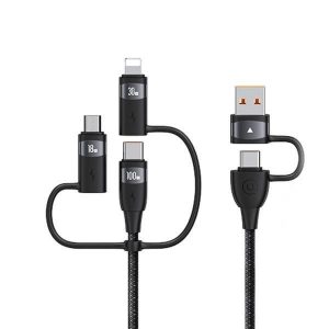 USAMS Kabel U85 2xUSB-C/USB/Micro-USB/ Lightning 6w1 2m 100W PD Fast Charge czarny/negru SJ646USB01 (US-SJ646)