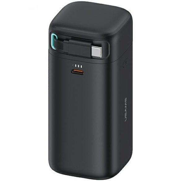 USAMS Powerbank ze zwijanym kablem USB-C 18000 mAh PD45W Încărcare rapidă Seria XMF czarny/negru 20KCD21601 (US-CD216)