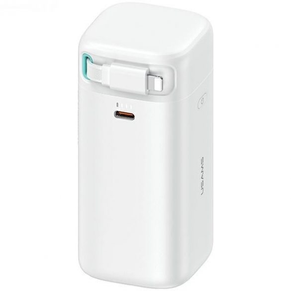 USAMS Powerbank ze zwijanym kablem Lightning 18000 mAh PD45W Încărcare rapidă Seria XMF biały/alb 20KCD21702 (US-CD217)