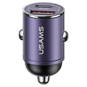 USAMS Ład. sam. 1xUSB+1xUSB-C C38 30W PD Fast Charge z wbudowanym pieścieniem fioletowy/violet CC206CC02 (US-CC206)