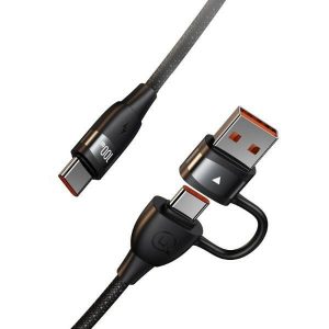 USAMS Kabel U85 2xUSB-C/USB-A 1,2m 100W PD Încărcare rapidă czarny/negru SJ654USB01 (US-SJ654)