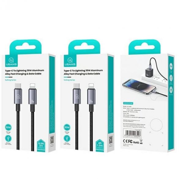 USAMS Kabel USB-C cu Lightning 30W 1,2m Încărcare rapidă stalowy/tarnish SJ662USB01 (US-SJ662)