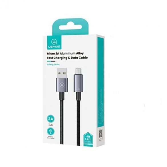 USAMS Cablu USB na Micro-USB 2A 1,2m Fast Charging steel/tarnish SJ668USB01 (US-SJ668)