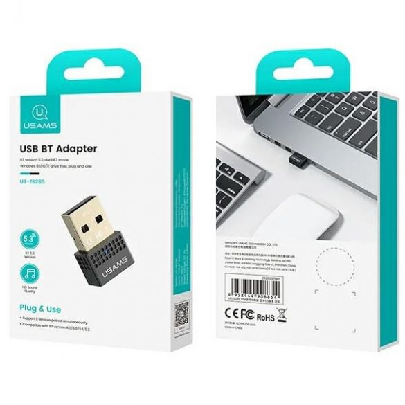 Adaptor USAMS USB Bluetooth czarny/negru ZB285SPQ01 (US-ZB285)