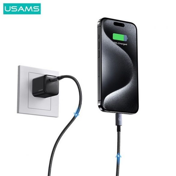 USAMS Kabel USB-C și USB-C 60W 0,25m Încărcare rapidă stăpână/degradată SJ678USB01 (US-SJ678)