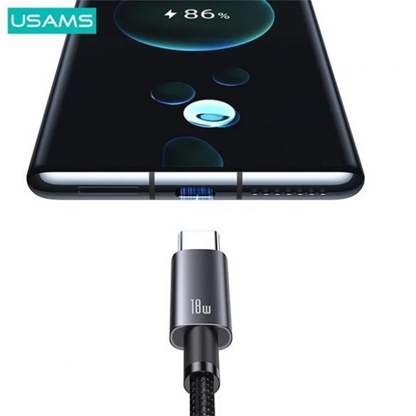 USAMS Kabel USB și USB-C 3A 0,25m Încărcare rapidă stalowy/tarnish SJ680USB01 (US-SJ680)