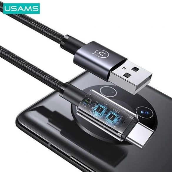 USAMS Kabel USB și USB-C 3A 0,25m Încărcare rapidă stalowy/tarnish SJ680USB01 (US-SJ680)