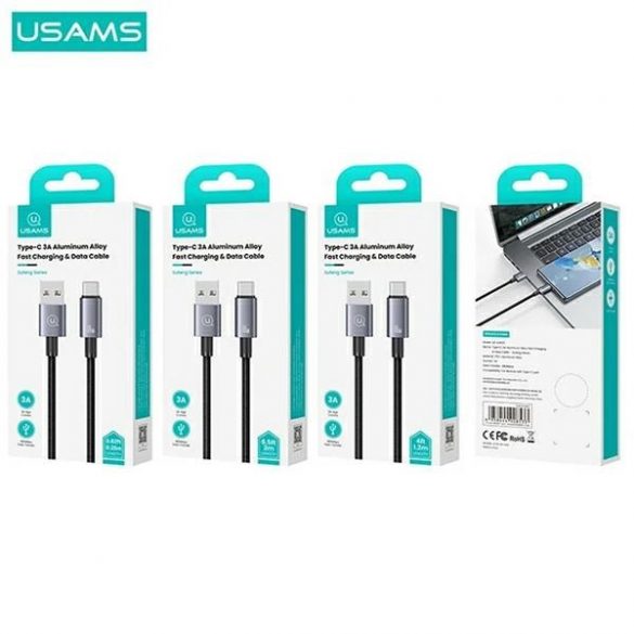 USAMS Kabel USB și USB-C 3A 0,25m Încărcare rapidă stalowy/tarnish SJ680USB01 (US-SJ680)