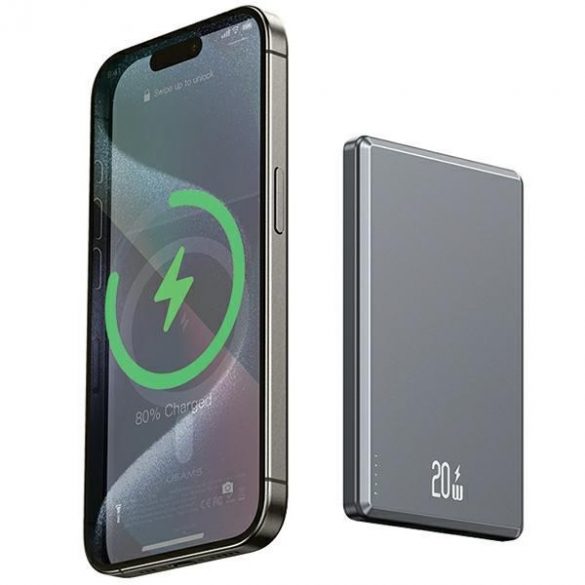 USAMS Powerbank indukcyjny 5000mAh 20W Fast Charge ciemnoszary/gri închis 10KCD22001 (US-CD220)