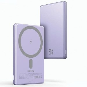 USAMS Powerbank indukcyjny 5000mAh 20W Încărcare rapidă fioletowy/violet 10KCD22002 (US-CD220)