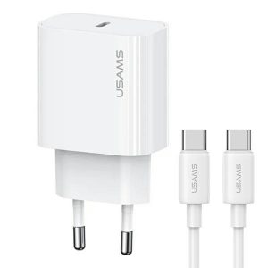 USAMS Ład. siec. 1xUSB-C T65 PD20W PD Încărcare rapidă US-CC226 + cablu USB-C/USB-C US-SJ711 60W biały/alb Seria Yi OYXLTZ01