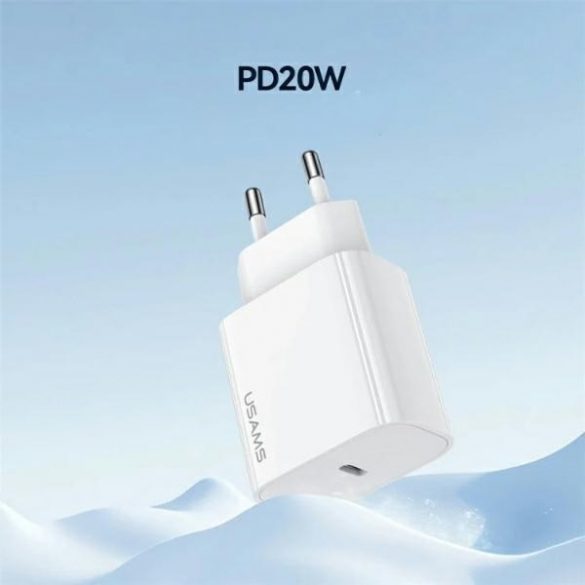 USAMS Ład. siec. 1xUSB-C T65 PD20W PD Încărcare rapidă US-CC226 + cablu USB-C/USB-C US-SJ711 60W biały/alb Seria Yi OYXLTZ01