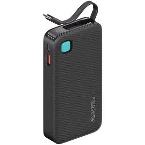 USAMS Powerbank ze zwijanym kablem USB-C Retractabil 10000 mAh PD 20W Încărcare rapidă Seria XY czarny/negru 10KCD22401(US-CD224)