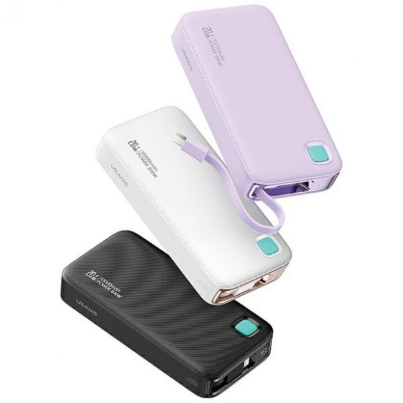 USAMS Powerbank ze zwijanym kablem USB-C Retractabil 10000 mAh PD 20W Încărcare rapidă Seria XY fioletowy/violet 10KCD22403 (US-CD224)