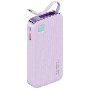 USAMS Powerbank ze zwijanym kablem Lightning retractabil 10000 mAh PD 20W Încărcare rapidă Seria XY fioletowy/violet 10KCD22503 (US-CD225)