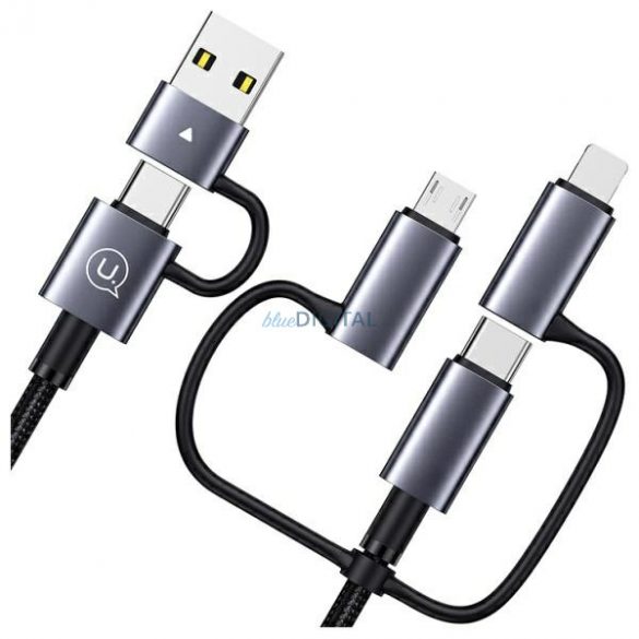 USAMS US-SJ713 Seria Sufeng USB-A/Tip-C - Cablu tip C/Lightning/micro USB 60W 1,2m - negru