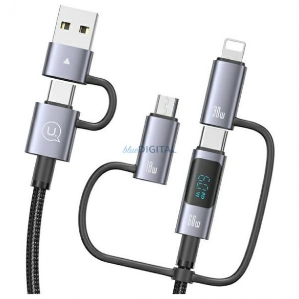 USAMS US-SJ713 Seria Sufeng USB-A/Tip-C - Cablu tip C/Lightning/micro USB 60W 1,2m - negru