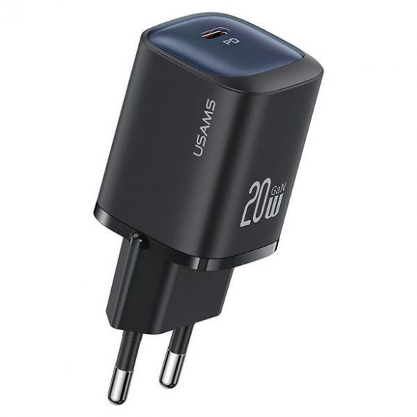 USAMS Ład. siec. CC248 20W GaN USB-C Încărcare rapidă Seria HC czarny/negru CC248TC01