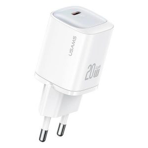 USAMS Ład. siec. CC248 20W GaN USB-C Încărcare rapidă Seria HC biał/alb CC248TC02