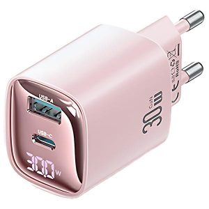 USAMS Ład. siec. CC229 30W GaN USB-C/USB-A Încărcare rapidă Seria XC rożowy/roz CC229TC03