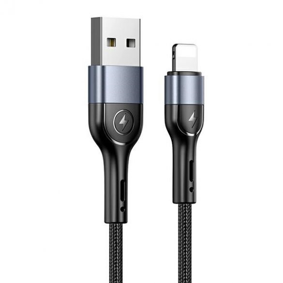 USAMS Kabel pleciony U55 2A lightning czarny/negru 1m SJ448USB01 (US-SJ448)