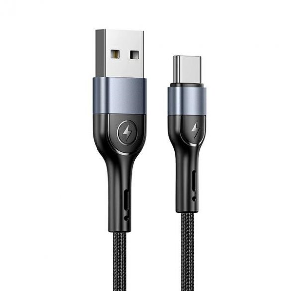 USAMS Kabel pleciony U55 2A USB-C czarny/negru 1m SJ449USB01 (US-SJ449)