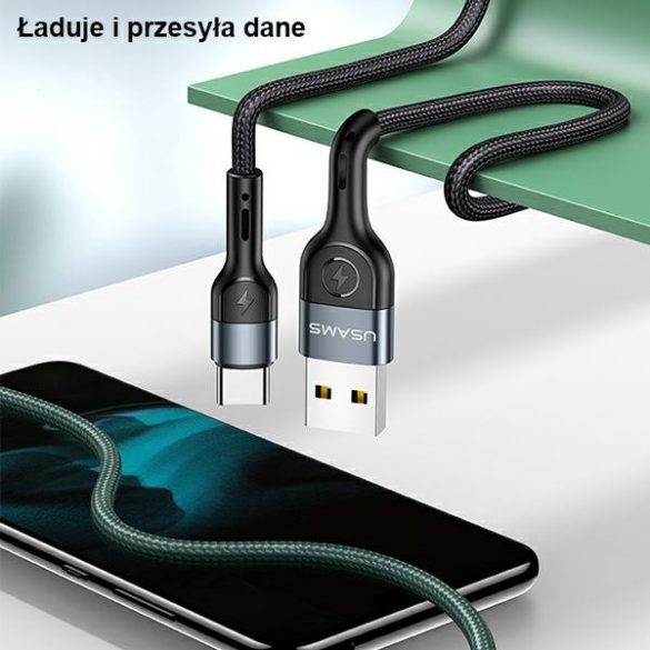 USAMS Kabel pleciony U55 2A USB-C czarny/negru 1m SJ449USB01 (US-SJ449)