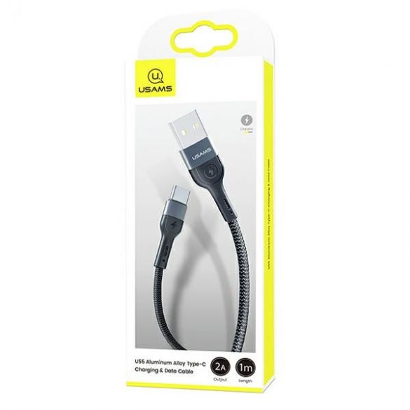 USAMS Kabel pleciony U55 2A USB-C czarny/negru 1m SJ449USB01 (US-SJ449)