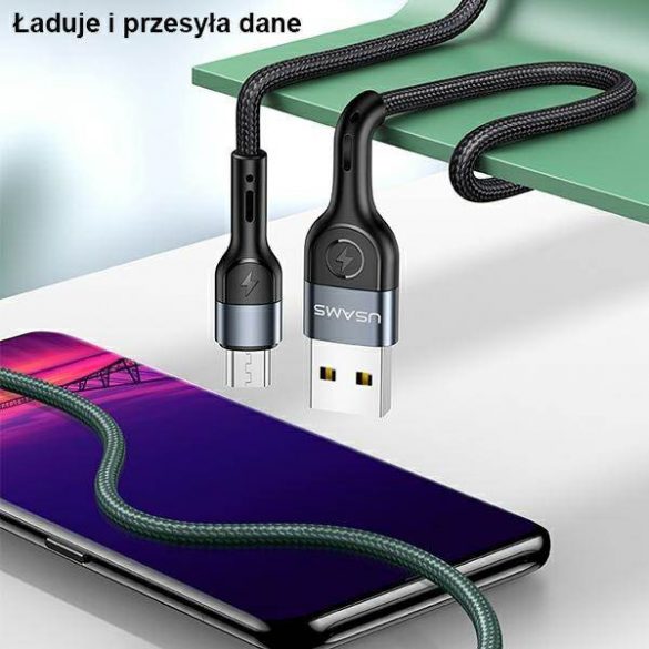 USAMS Kabel pleciony U55 2A micro USB czarny/negru 1m SJ450USB01 (US-SJ450)