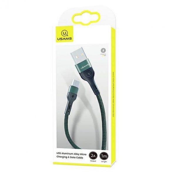 USAMS Kabel pleciony U55 2A micro USB zielony/verde 1m SJ450USB02 (US-SJ450)