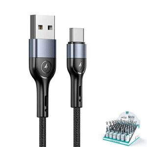 USAMS Kabel pleciony U55 2A USB-C 1szt. set U55 czarny/negru 1m SJ449ZJ01 (US-SJ449)