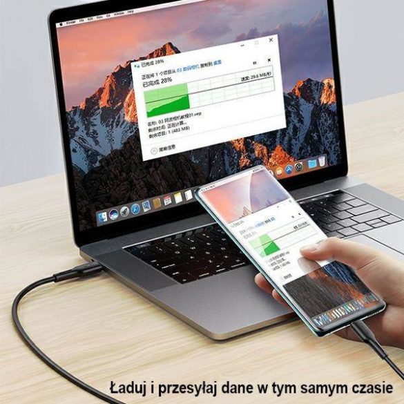 USAMS Kabel U43 USB-C și USB-C 100W PD Încărcare rapidă 5A 1,2 m czarny/negru SJ459USB01 (US-SJ459)