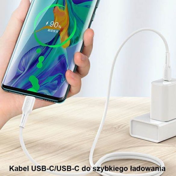 USAMS Cablu U43 USB-C na USB-C 100W PD Fast Charge 5A 1.2m alb/alb  SJ459USB02 (US-SJ459)