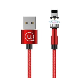 USAMS Kabel magnetyczny U59 lightning 2.1A Fast Charge 1m pleciony czerwony/red SJ472USB02 (US-SJ472) regulator kąt