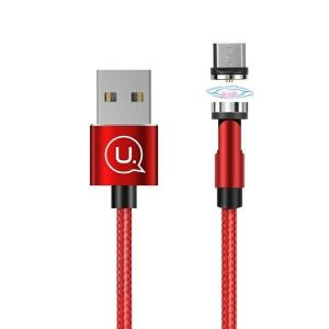 USAMS Cablu magnetic U59 microUSB 2.1A Fast Charge 1m împletit roșu/roșu SJ474USB02 (US-SJ474) unghi reglabil