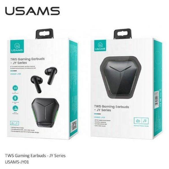 USAMS Căști Bluetooth 5.0 seria TWS JY Gaming earbuds wireless negru/negru BHUJY01