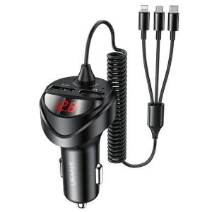 USAMS Ład. sam. 2xUSB+ kable 3w1 C22 (lightning+microUSB+USB-C) negru/negru CC119TC01 (US-CC119)