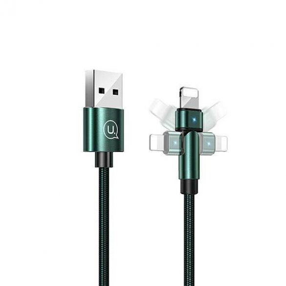 USAMS Kabel pleciony obrotowy U60 2A Lightning zielony/verde 1m SJ476USB02 (US-SJ476)