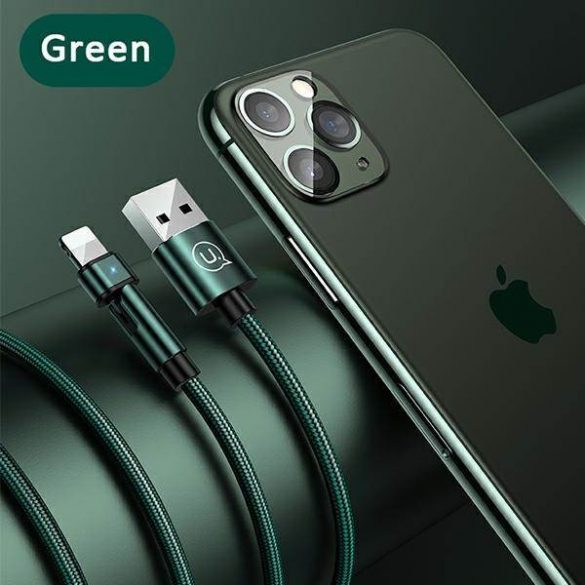 USAMS Kabel pleciony obrotowy U60 2A Lightning zielony/verde 1m SJ476USB02 (US-SJ476)