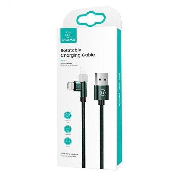 USAMS Kabel pleciony obrotowy U60 2A Lightning zielony/verde 1m SJ476USB02 (US-SJ476)