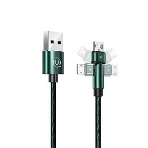 USAMS Kabel pleciony obrotowy U60 2A microUSB zielony/verde 1m SJ478USB02 (US-SJ478)