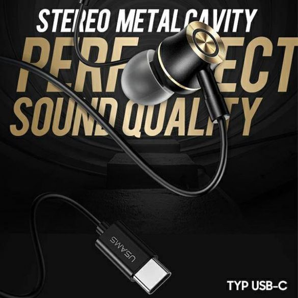 USAMS Căști stereo EP-43 metal USB-C negru/negru HSEP4301