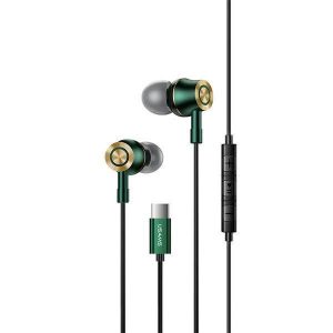 Căști stereo USAMS EP-43 metal USB-C dark verde/dark green HSEP4302