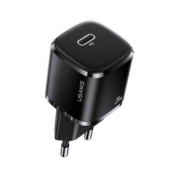 USAMS Ład. siec. 1xUSB-C T36 mini 20W (doar cap) PD3.0 Încărcare rapidă czarny/negru CC124TC01 (US-CC124)