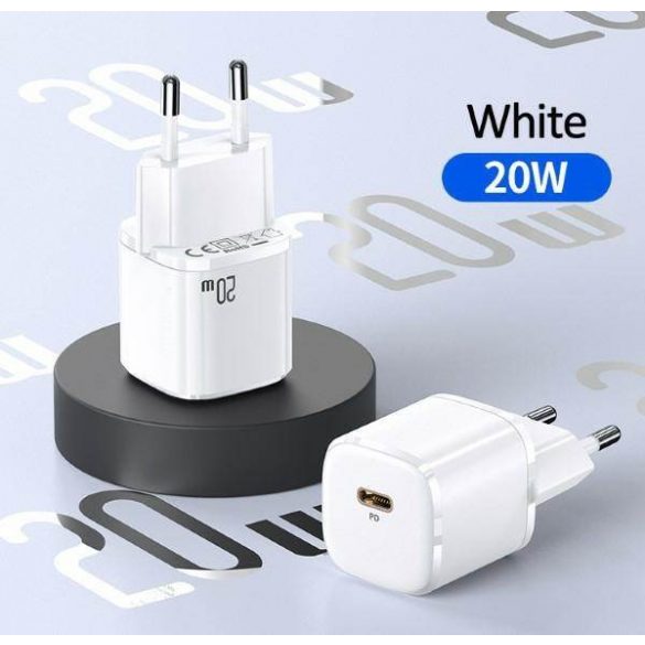 USAMS Ład. siec. 1xUSB-C T36 mini 20W (numai cap) PD3.0 Încărcare rapidă biały/alb CC124TC02 (US-CC124)