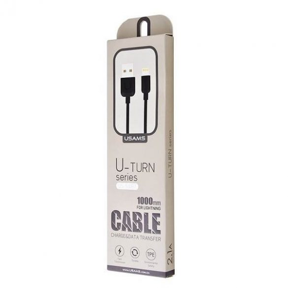 USAMS Kabel U-Turn lightning 1m czarny/negru 2A IPUSBXD01 (US-SJ097)