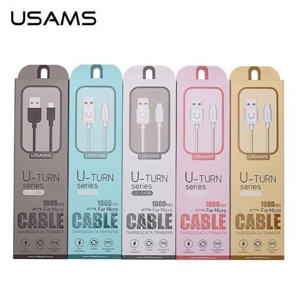 USAMS Kabel U-Turn microUSB 1m biał/alb 2A MICUSBXD02 (US-SJ098)